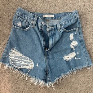 Levi's Light Blue Distressed Jean Shorts